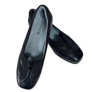 Aravon Shoes Size 9.5 Black Leather Slip Ons Comfort 1" Heel Womens